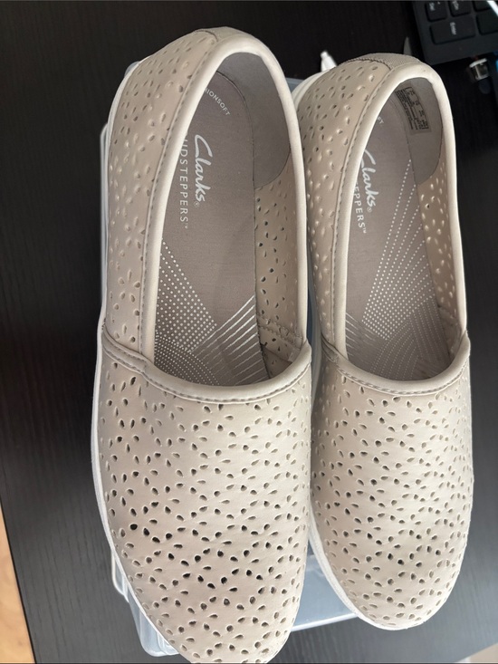 Clarks Shoes - Clarks Light Beige Perforated Slip-On Loafers
